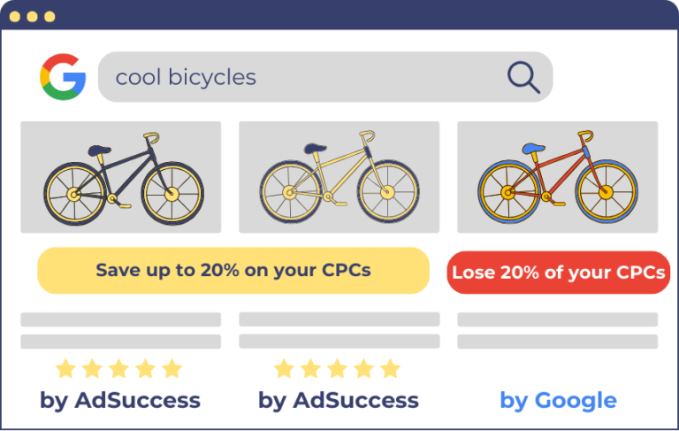 Google Shopping paid search advertising listing for cool bicycles using AdSuccess CSS comparison shopping service