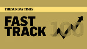 Fast Track 100 logo sand background with black text