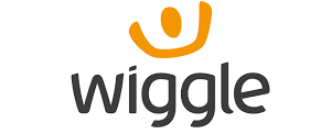 Wiggle cycle retailer black logo with orange icon